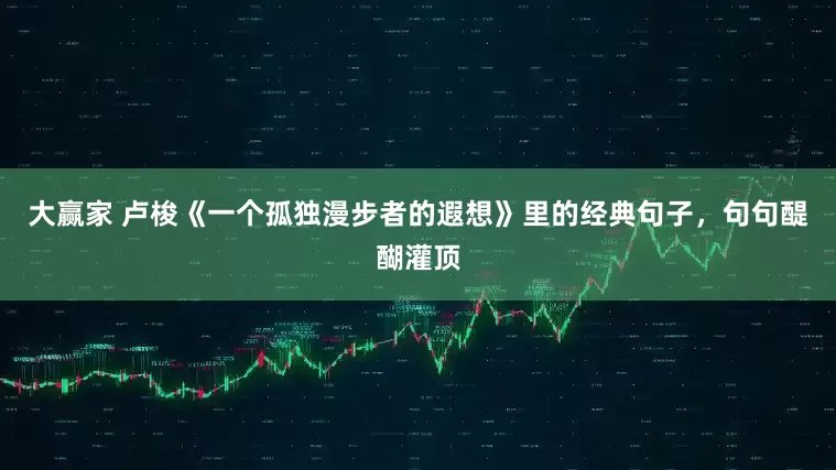 大赢家 卢梭《一个孤独漫步者的遐想》里的经典句子，句句醍醐灌顶